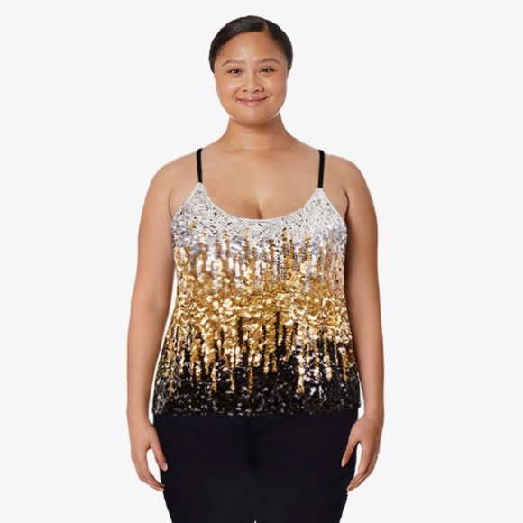 Maner XL women’s sequin glitter tank cami top - Picture 4 of 6